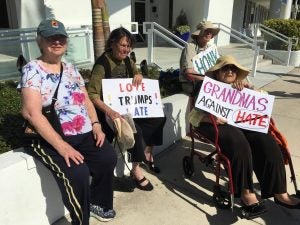 Grandmas Against Hate, photographed by Tim Robbins in Sarasota during the sister march. 