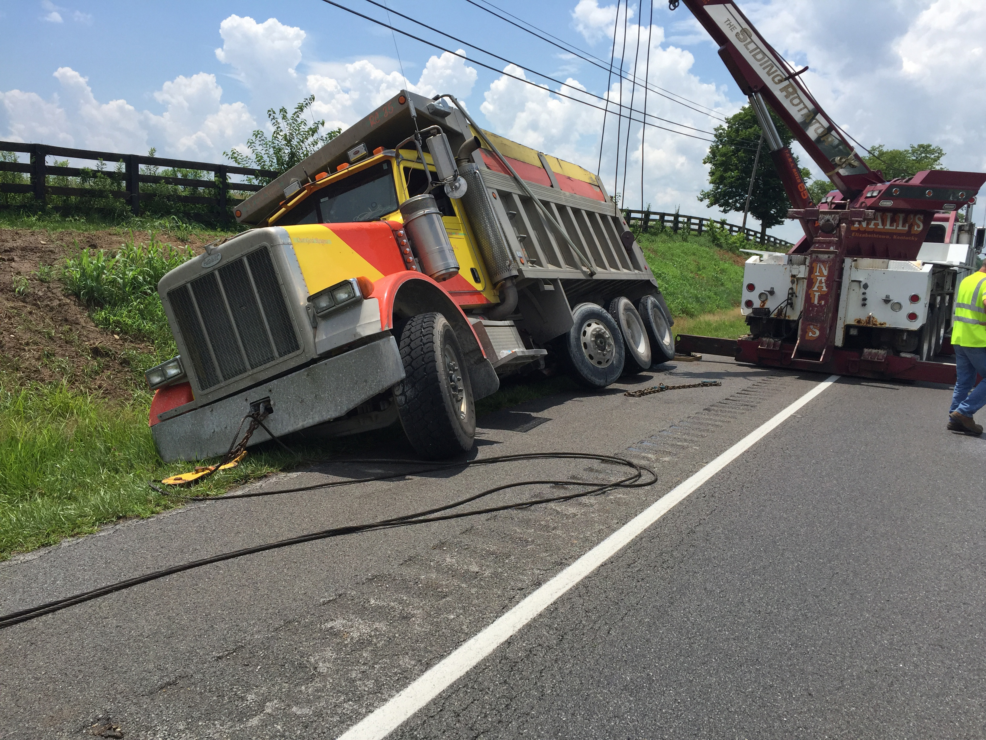 Dump truck drives into ditch along Perryville Road The Advocate