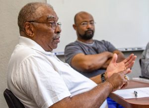 Danville school board member Glenn Ball talks during Monday's special called meeting concerning the Education Foundation director's contract.